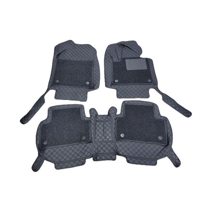 Kia Sorento 9D Floor Mats Mix Thread 3 Pcs 2021 - 2024 - - Black With Black Grass