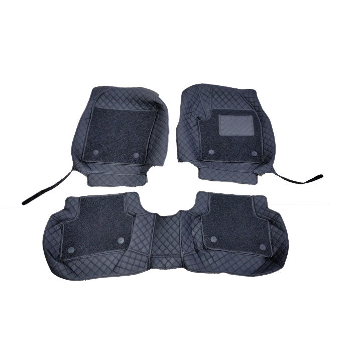 Toyota CHR 9D Floor Mats Mix Thread 3 Pcs 2016 - 2020 - Black With Black Grass