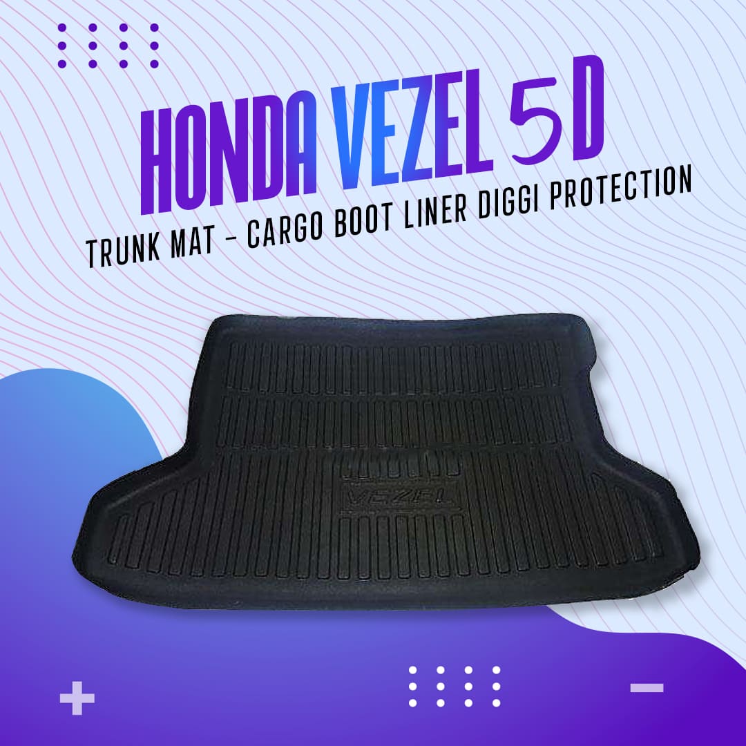 Honda Vezel 5D TPE Trunk Mat Black Color 2014 - 2020 - Cargo Boot Liner Diggi Protection Tray Cover