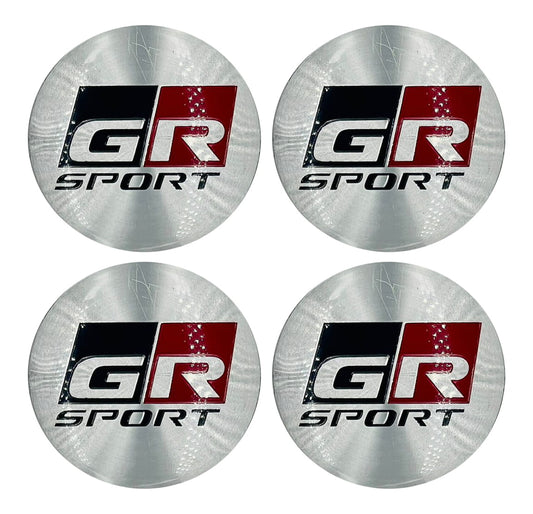 GR Sport Wheel Cap Logo Chrome Center Hub Badge Sticker - 4 Pcs