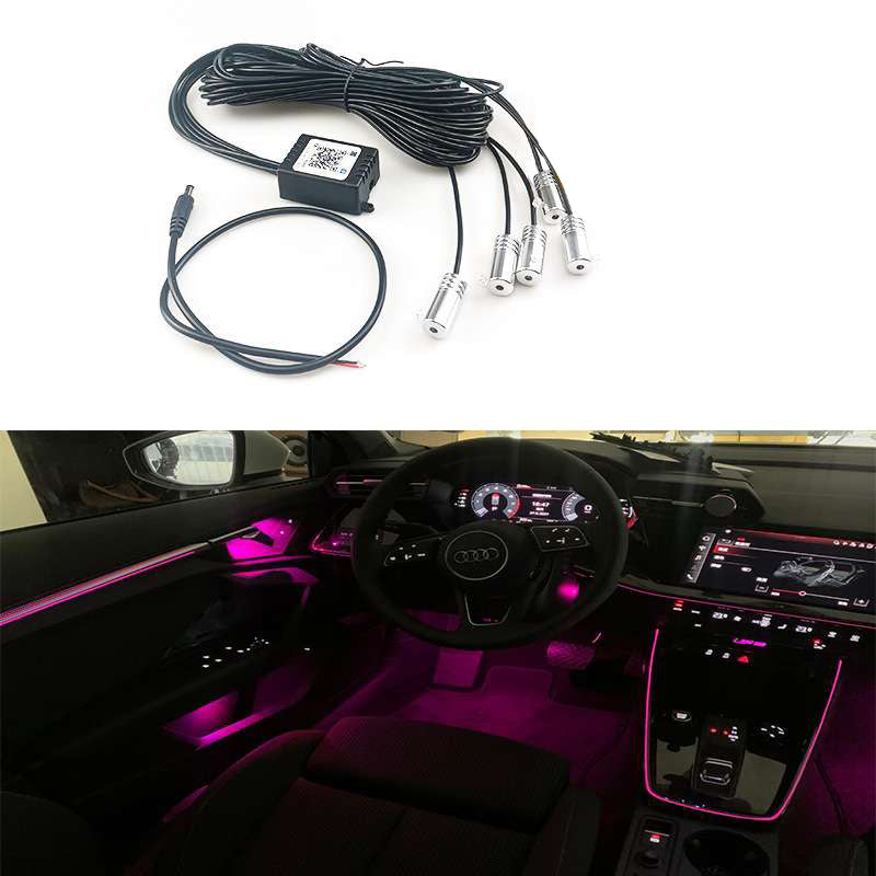 6 In 1 LED Car Interior Ambient Light With Acrylic - Multi - LED Neon Glow EL Wire Ambient Light Rope 6 Points
