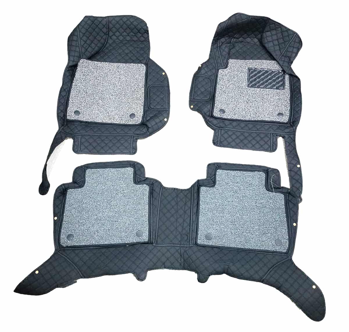 MG HS 9D Floor Mats Mix Thread Grass 3 Pcs 2020 - 2025 - Black With Grey