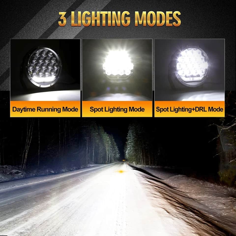 Jeep Black Fog Lamps Bumper Light Large - Each - Off Road Roof Bar LED Bumper Spotlight