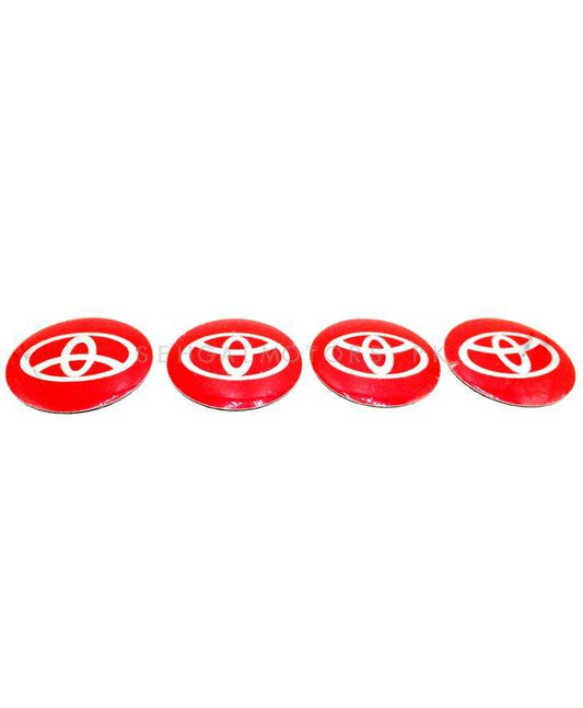 Toyota Wheel Cap Logo Red Center Hub Badge Sticker - 4 Pcs