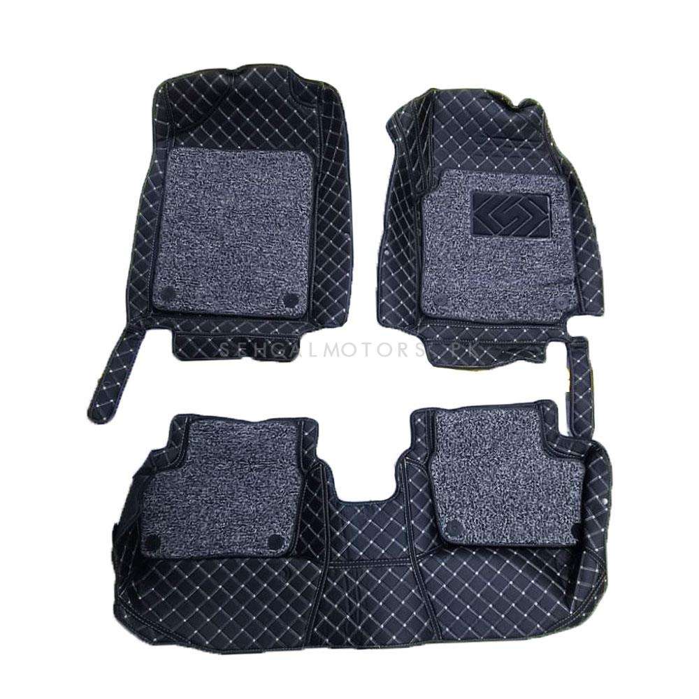 KIA Picanto 9D Custom Floor Mat Mix Thread Grass 3 Pcs 2019 - 2026 - Black With Grey