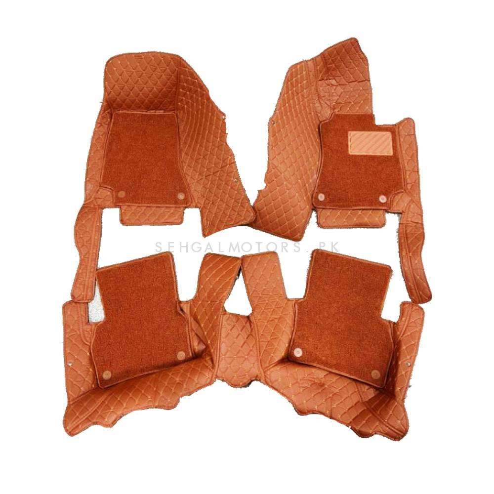 Mercedes Benz E-Class 9D Floor Mats Mix Thread 3 Pcs 2017 - 2023 - Brown and Brown