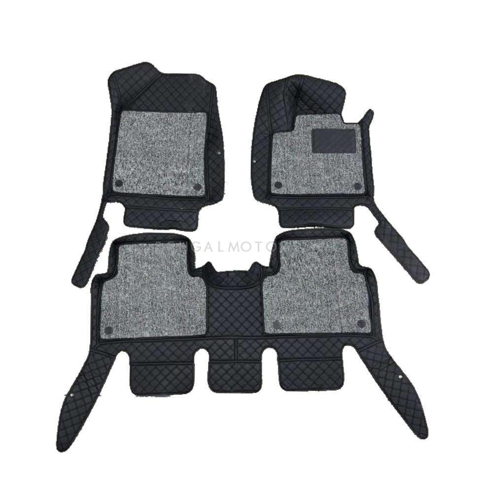 KIA Sorento 9D Floor Mats Mix Thread Grass 3 Pcs 2021 - 2024 - Black With Grey