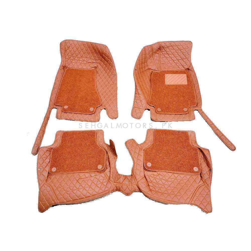 Audi A4 9D Floor Mats Mix Thread 3 Pcs 2008 - 2016 - Brown Grass With Brown