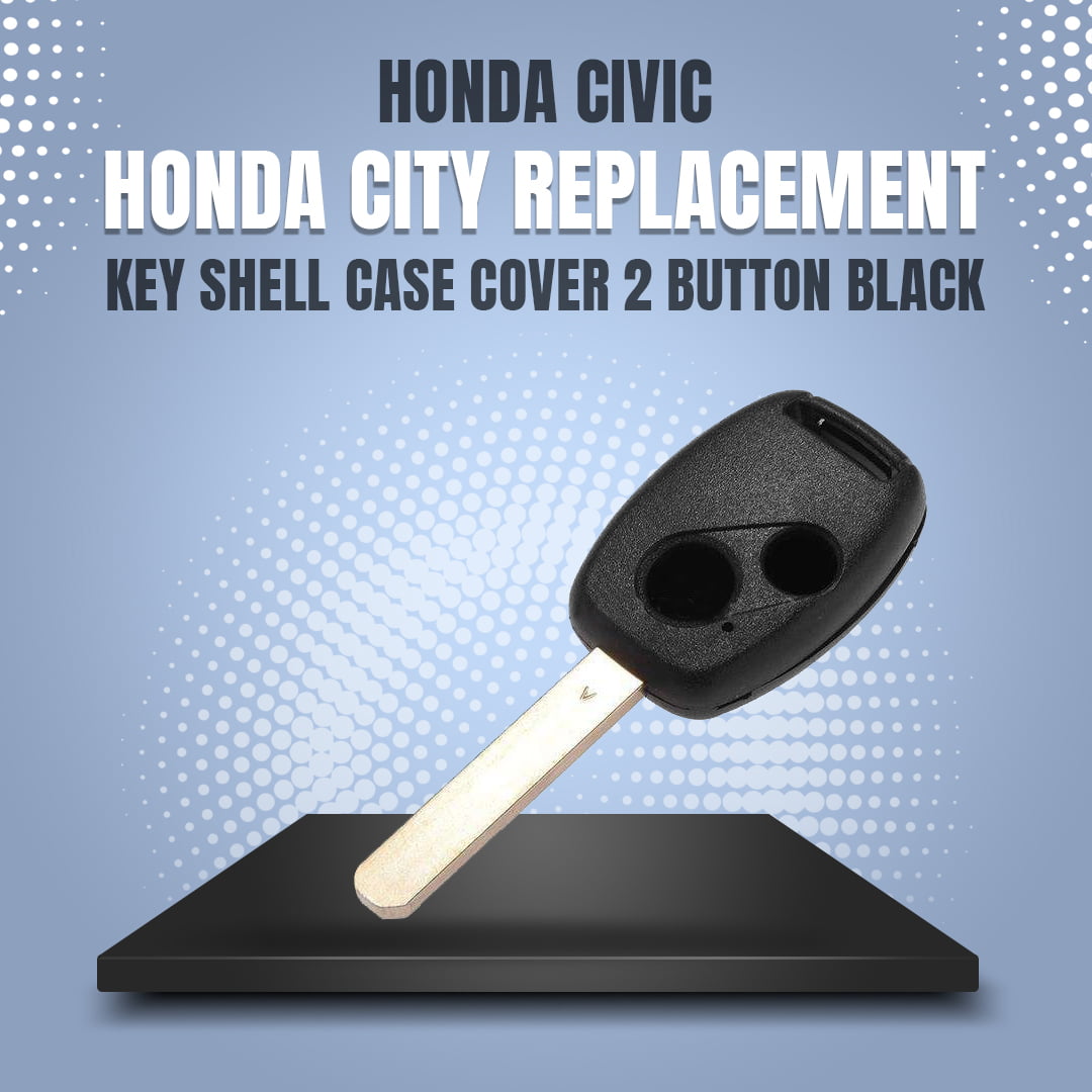 Honda Civic / Honda City Key Shell Case Cover 2 Button Black 2009 - 2020 - Replacement Casing