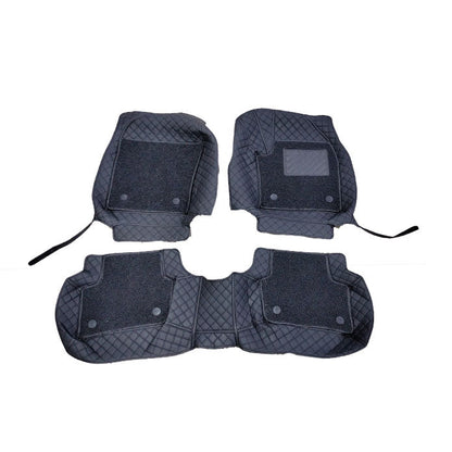 Toyota CHR 9D Floor Mats Mix Thread  3 Pcs 2016 - 2020 - Black With Black Grass