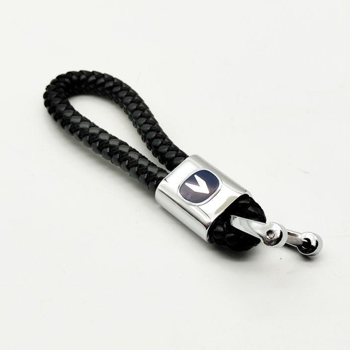 Changan Logo Black Premium Braided Leather Keychain Keyring