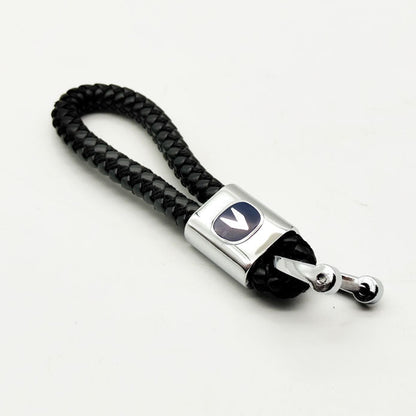 Changan Logo Black Premium Braided Leather Keychain Keyring