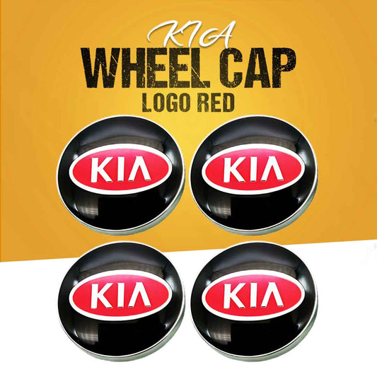 KIA Wheel Cap Logo Red Center Hub Badge Sticker - 4 Pcs