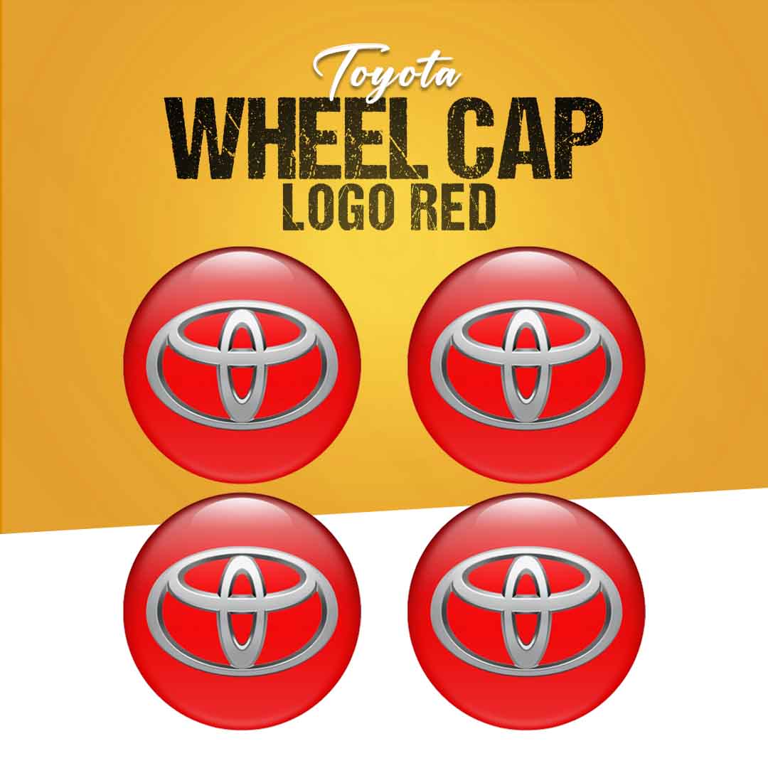 Toyota Wheel Cap Logo Red Center Hub Badge Sticker - 4 Pcs