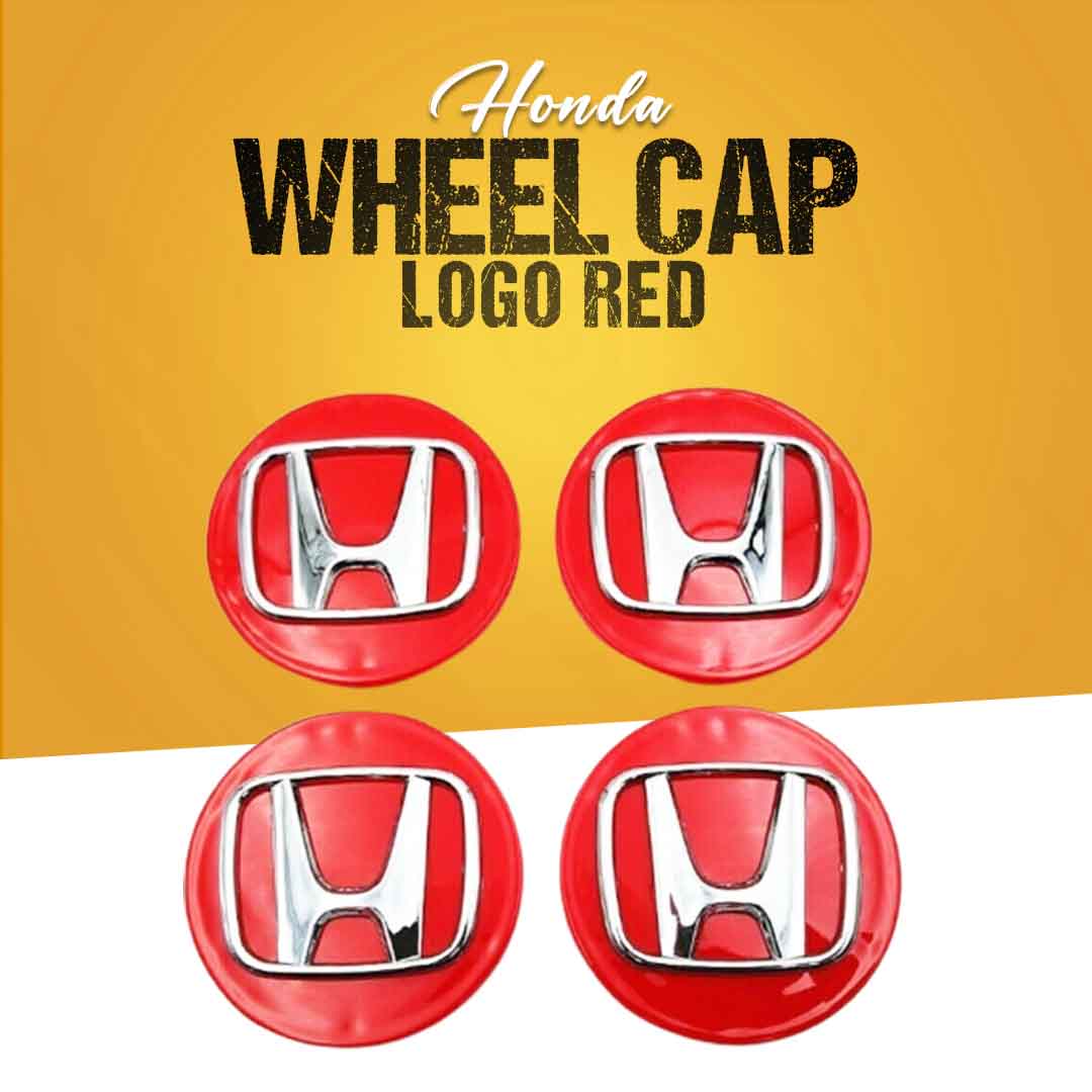 Honda Wheelcap Logos 4 Pcs Center Hub Badge Sticker - Red