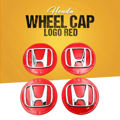 Honda Wheelcap Logos 4 Pcs Center Hub Badge Sticker - Red