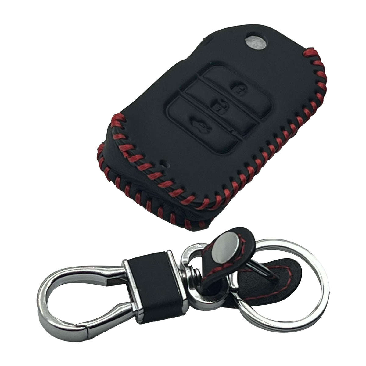 Honda Civic Leather Key Cover 3 Button with Key Chain Ring Black 2012 - 2015