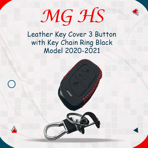 MG HS Leather Key Cover 3 Buttons with Keychain Ring 2020 - 2025