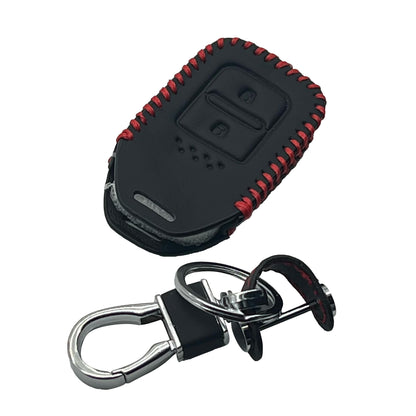 Honda Vezel Leather Key Cover 2 Button with Key Chain Ring Black 2014 - 2020