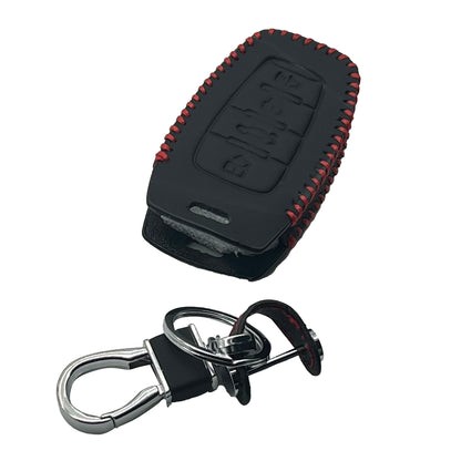 Haval H6 / Jolion  Leather Key Cover 4 Buttons with Keychain 2021 - 2024 - - Ring Black