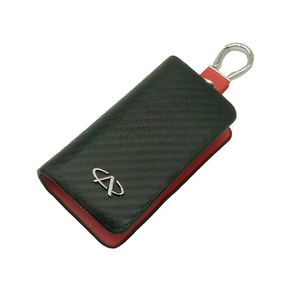 Chery Zipper Key Cover Pouch Carbon Fiber with Keychain Ring