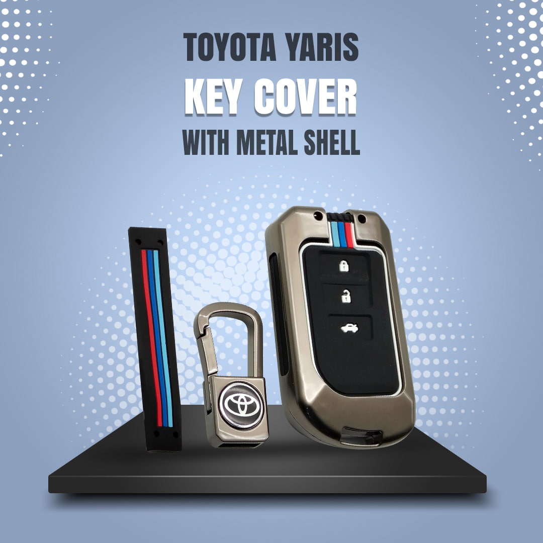Toyota Yaris Metal Key Shell Case Cover 3 Buttons 2020 - 2026 - Replacement Casing