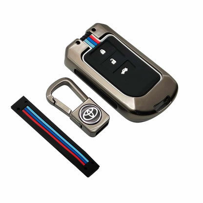 Toyota Yaris Metal Key Shell Case Cover 3 Buttons 2020 - 2026 - Replacement Casing