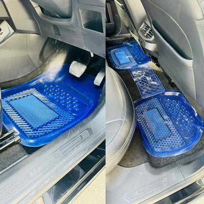 Crystal Universal Silicone Floor Mats Transparent Mix Design 5 Pcs - (050) - Design G - Foot Mat For Car