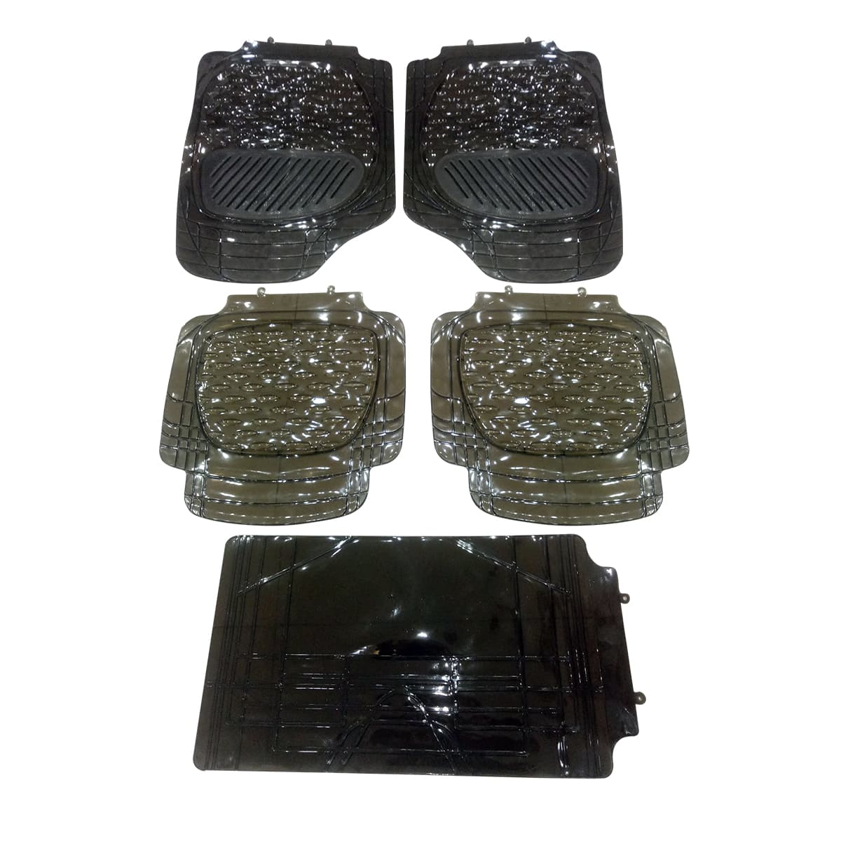 Crystal Universal Silicone Floor Mats Black Taiwan Mix Design 5 Pcs - Foot Mat For Car