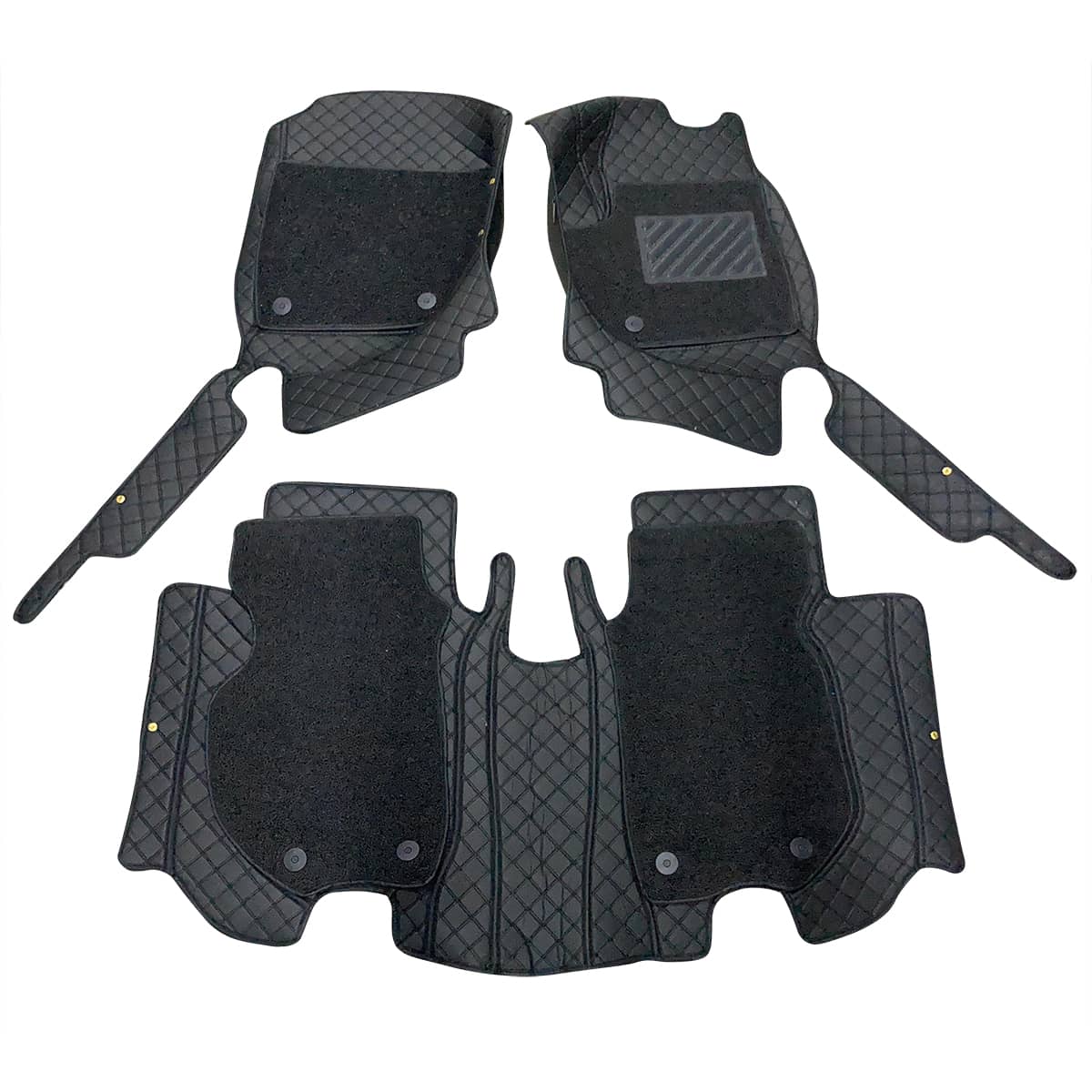 Honda Vezel 9D  Floor Mats Mix Thread  3 Pcs 2014 - 2020 - Black With Black Grass