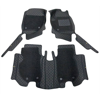 Honda Vezel 9D  Floor Mats Mix Thread  3 Pcs 2014 - 2020 - Black With Black Grass