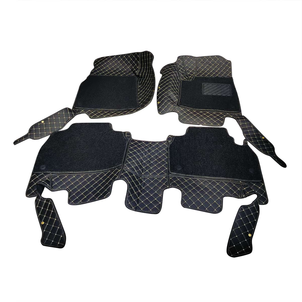 Toyota Land Cruiser 9D Floor Mats Mix Thread Grass 3 Pcs 2007 - 2021 - Black with Black