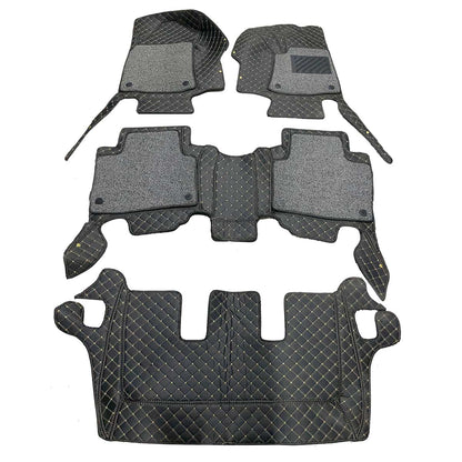 Toyota Fortuner 9D Floor Mats Mix Thread Grass 4PC 2016 - 2026 - Black With Grey