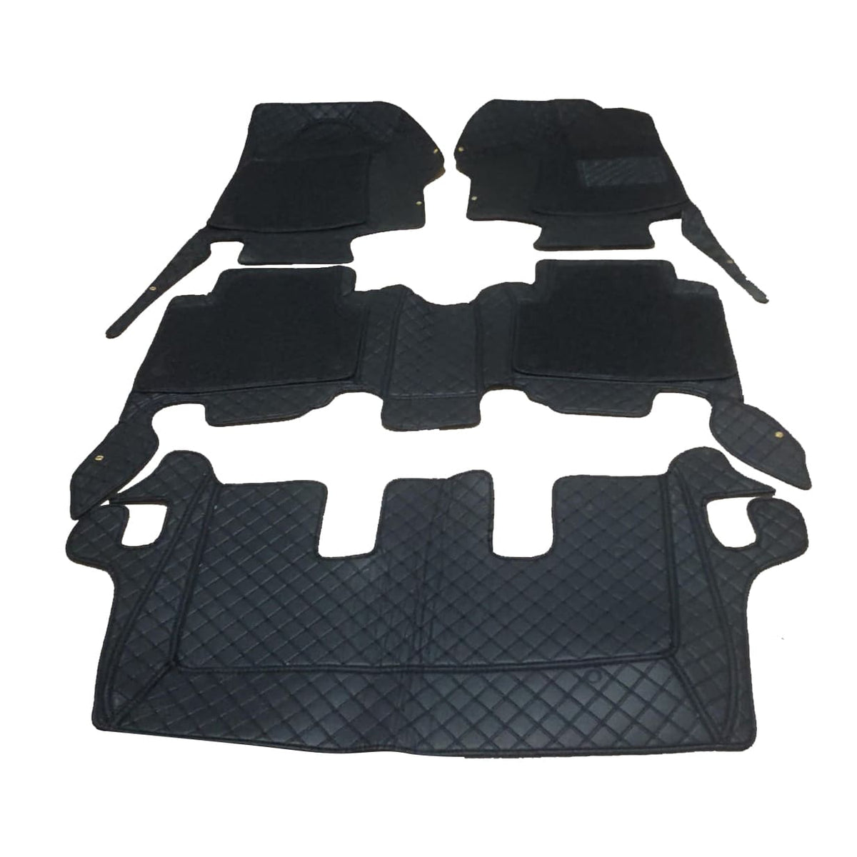 Toyota Fortuner 9D Floor Mats Mix Thread Black 4 Pcs 2016 - 2026 - With Black Grass