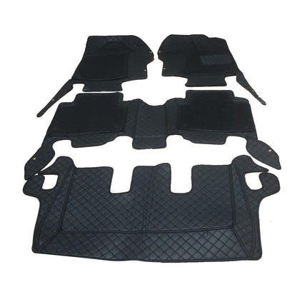 Toyota Fortuner 9D Floor Mats Mix Thread Black 4 Pcs 2016 - 2026 - With Black Grass