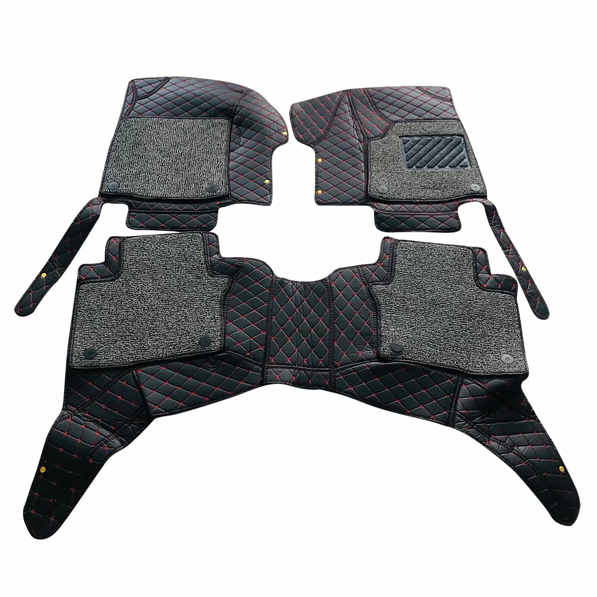 Toyota Hilux Revo/Rocco 9D Floor Mats Mix Thread  3 Pcs 2016 - 2026 - Black With Grey Grass