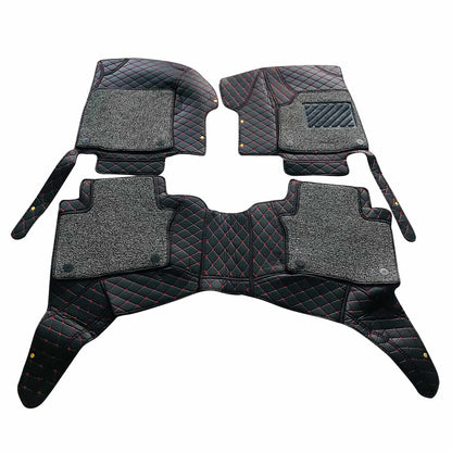 Toyota Hilux Revo/Rocco 9D Floor Mats Mix Thread  3 Pcs 2016 - 2026 - Black With Grey Grass