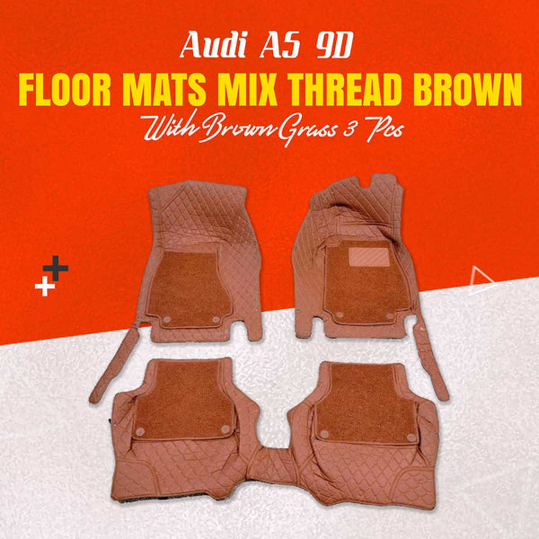 Audi A5 9D Floor Mats Mix Thread Brown With Brown Grass 3Pcs 2017 - 2025