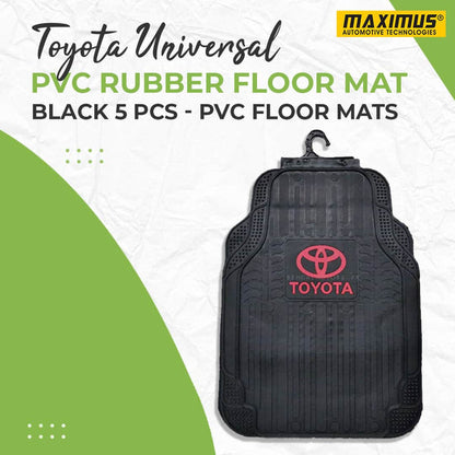 Toyota Universal PVC Rubber Floor Mat Black Mix Design - 5 Pcs - Foot Mat For Car