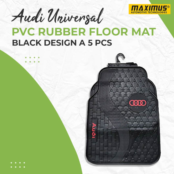 Audi Universal PVC Rubber Floor Mat Black Design A 5 Mix Design Pcs - Foot Mat For Car
