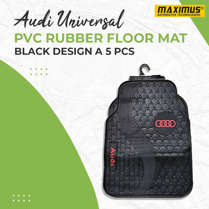Audi Universal PVC Rubber Floor Mat Black Design A 5 Mix Design Pcs - Foot Mat For Car