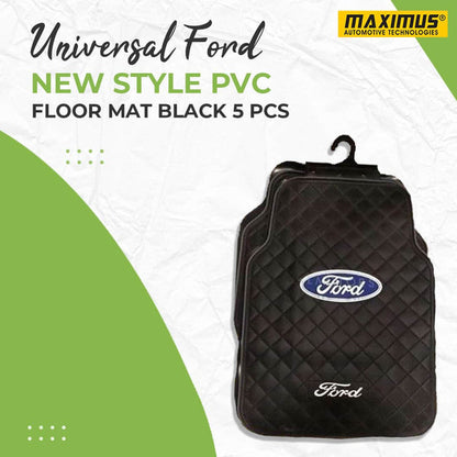 Universal Ford  PVC Floor Mat Black Mix Design 5 Pcs - Foot Mat For Car