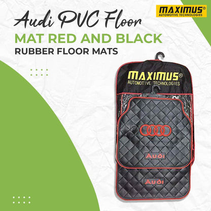 Audi PVC Floor Mat Red and Black Mix Design - Foot Mat For Car