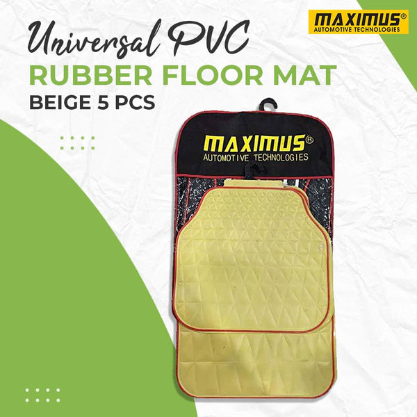 Universal PVC Rubber Floor Mat Beige Mix Design 5 Pcs - Foot Mat For Car