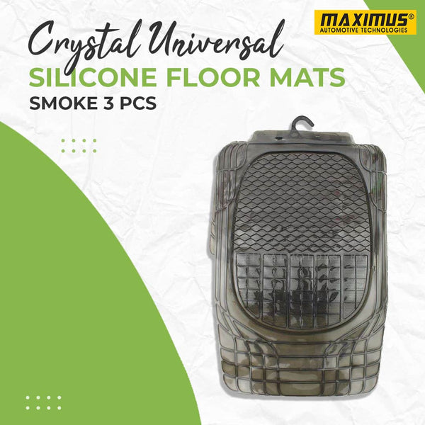 Crystal Universal Silicone Floor Mats Smoke Mix Design 3 Pcs - Foot Mat For Car