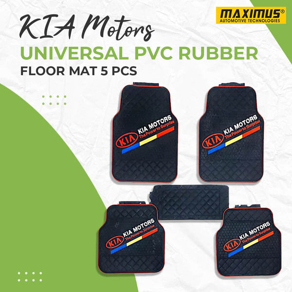 KIA Motors Universal PVC Rubber Floor Mat Mix Design 5 Pcs - Foot Mat For Car