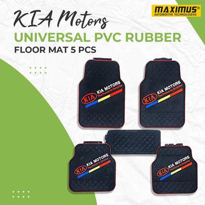 KIA Motors Universal PVC Rubber Floor Mat Mix Design 5 Pcs - Foot Mat For Car