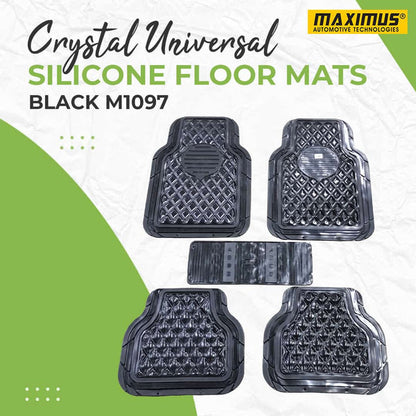 Crystal Universal Silicone Floor Mats Black Mix Design M1097 - Foot Mat For Car
