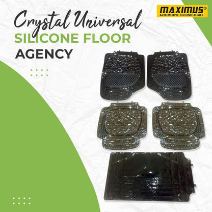 Crystal Universal Silicone Floor Mats Black Taiwan Mix Design 5 Pcs - Foot Mat For Car