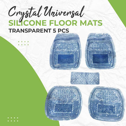 Crystal Universal Silicone Floor Mats Transparent Mix Design 5 Pcs - (050) - Design G - Foot Mat For Car